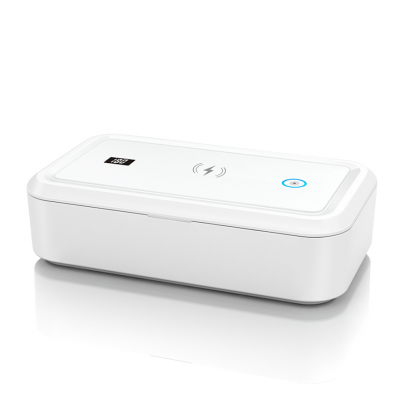 In stock auto timing uv disinfection box with wireless charger  UV-C light  lamp germicidal box  kill germs anti bacteria